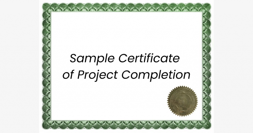 Sample Certificate of Project Completion