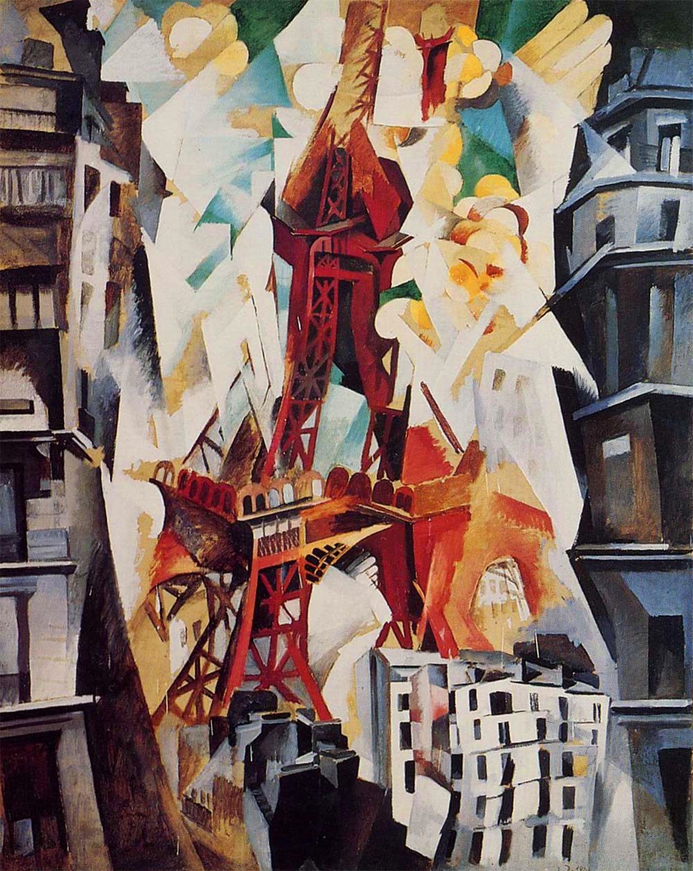 the work “champs de mars. la tour rouge” by french artist - robert delaunay